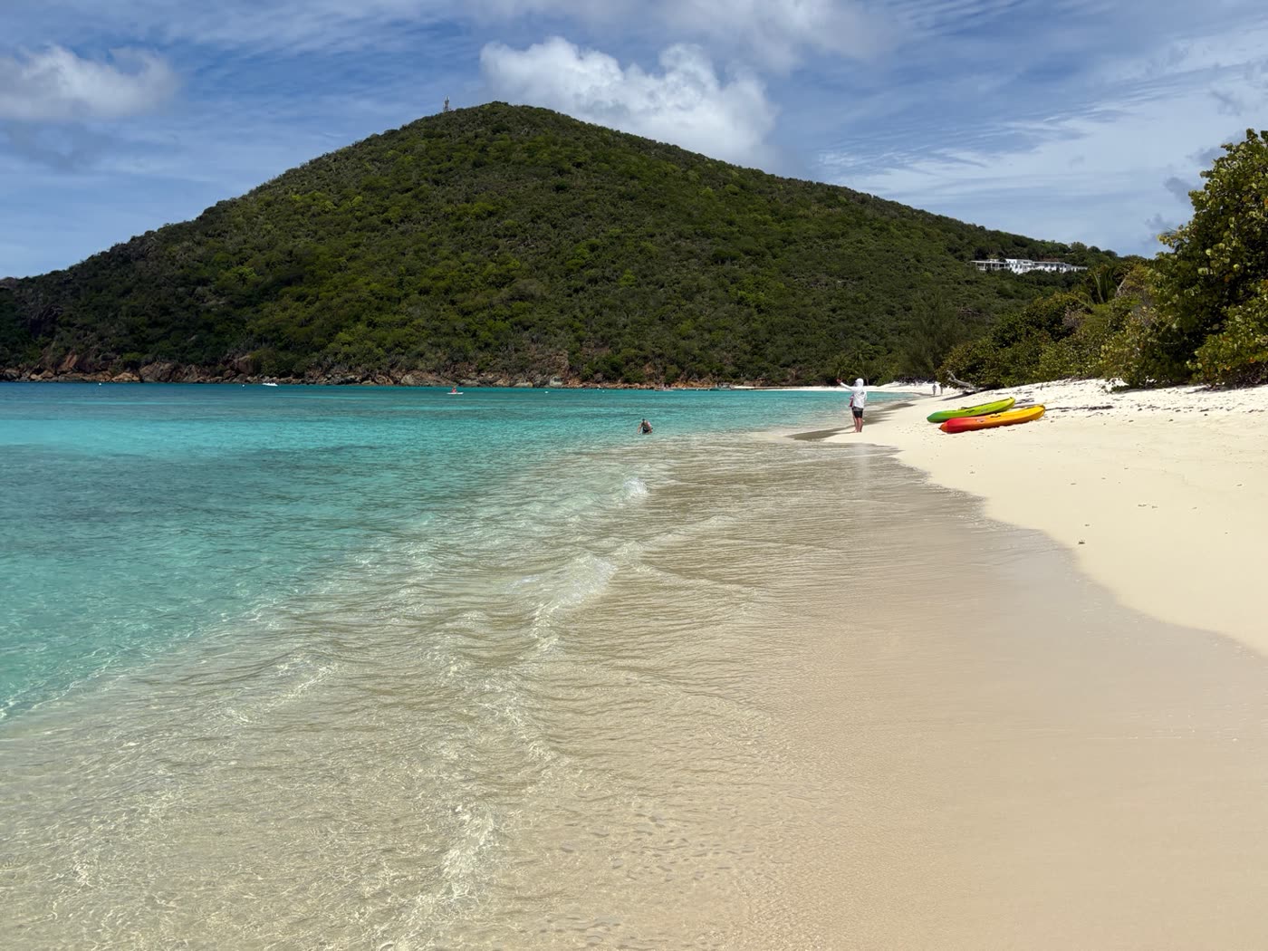 Approdati sulla spiaggia di White Bay a Guana Island
